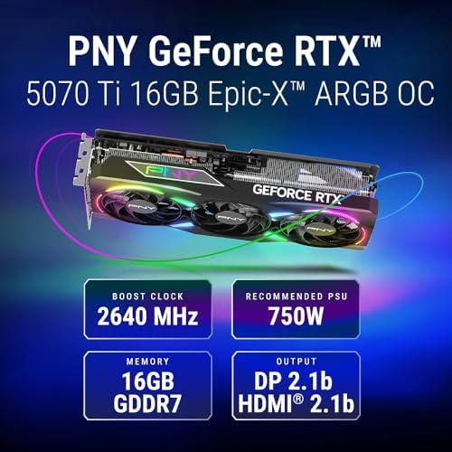 PNY NVIDIA GeForce RTX™ 5070 Ti Epic-X RGB™ OC Triple-Fan Graphics Card - Image 2