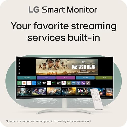 LG 34SR60QC-W 34-inch QHD (3440x1440) Curved Smart Monitor with Streaming, UltraWide Screen, webOS, HDR10, 100Hz, Built-in Speaker, AirPlay2, Screen Share, Bluetooth, ThinQ App, White - Image 2