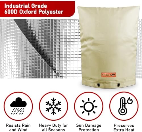 Redford Supply Co. Cold Snap (5°F) Backflow Preventer Insulation Cover, 24"W x 36"H, Pipe Insulation, Water Sprinkler Covers for Outside, Sprinkler Backflow Cover for Winter, Well Pump Bag (Beige) - Image 6