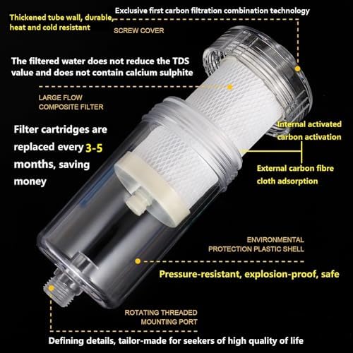 2 Micron ACF Washing Machine Water Filter, Visible Washer Water Filter System, 99.5% Removal of Chlorine Fluoride, Heavy Metals, Scale, Clothes Yellowing, Reduces Dry Skin, Carbon Shower Filter - Image 4