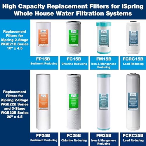 iSpring WGB21B-PB+AHPF12MNPT16X2 2-Stage Whole House Water Filtration System w/ 10” x 4.5” Carbon Block and Lead Reducing Filters and 3/4" Push-fit Braided Stainless Steel Hose Connectors - Image 6