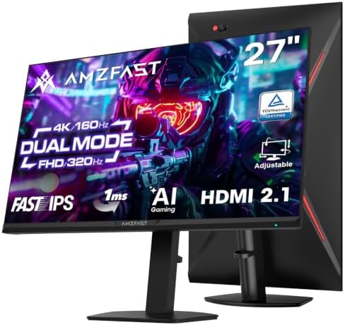 Amzfast 27" 4K Gaming Monitor, UHD 160Hz/FHD 320Hz Dual Mode, Fast IPS by Amzfast