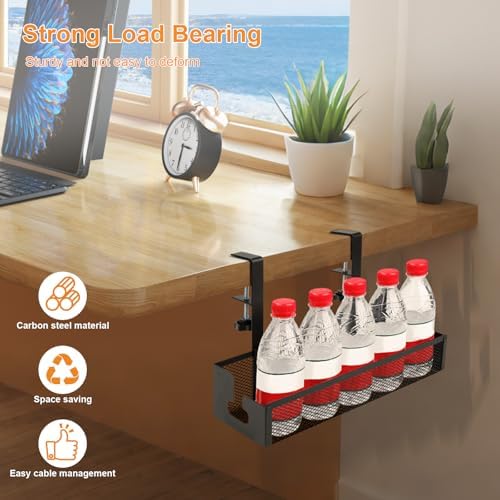 Cable Management Desk with Adjustable Hooks, Under-Sink Mounting Organiser Made of Carbon Steel, No Drilling, Heavy Duty Cable Management for Power Cables and Network Cables (Office/Home) - Image 5