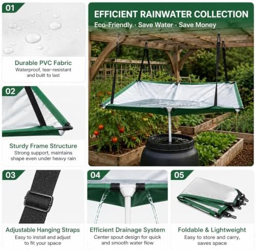 Rain Water Collector Portable and Easy to Store Rain Catcher for Garden for Lawn Backyard Garden Balcony Camp,3pc - Image 4