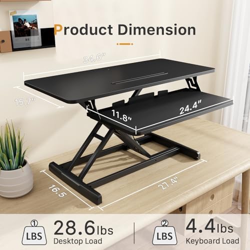 JOY worker Standing Desk Converter, 35" Height Adjustable Sit Stand Riser - Image 2