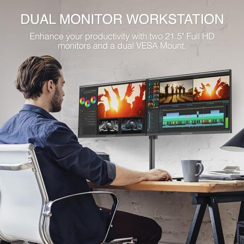 Packard Bell airFrame Workstation - 2X 21 FHD Monitors, VESA Mount Included, 1920x1080, Ultrawide, Tilt Adjust, HDMI/VGA, Slim Bezel, for Home, Office, and Light Gaming - Image 5