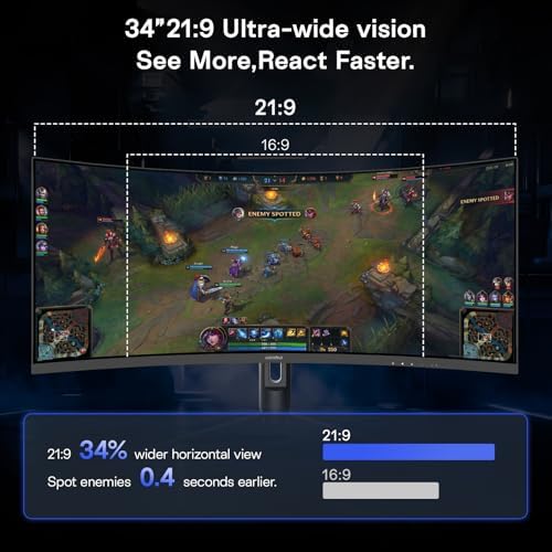 KOORUI 34 Inch 240Hz Ultrawide Curved Gaming Monitor, WQHD 3440×1440, 1500R, HDR400, PIP/PBP, 90% DIC-P3, Adaptive Sync, HDMI 2.1/DP 1.4, Tilt/Swivel/Height Adjustable, VESA for PC Gaming, Work & Play - Image 4