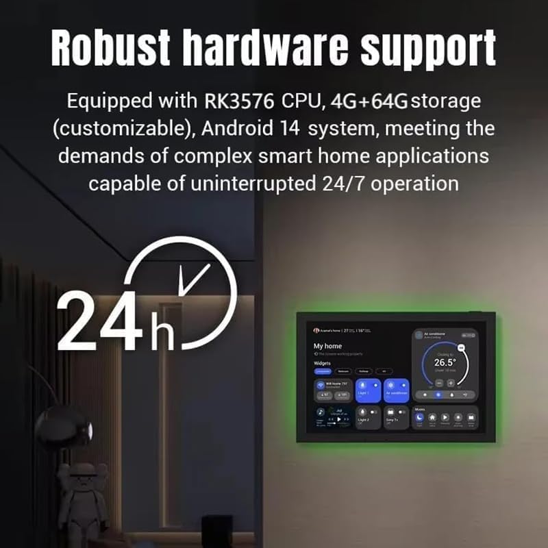 10.1" POE Smart Home Touch Panel with Proximity Sensor, 4GB+64GB Android 14 Inwall Controller 86 Box Included, WiFi 6E, RS232, RS485 LED Light Strip Home Assistant (No Camera)(White) - Image 6
