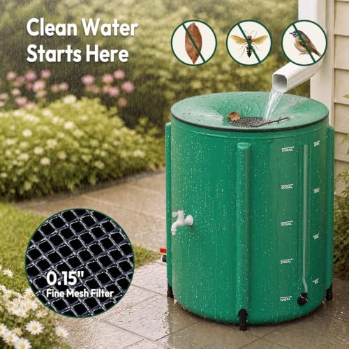 VINGLI Collapsible Rain Barrel Portable Rain Water Collection (Green, 50 Gal w/Scale Line) - Image 4