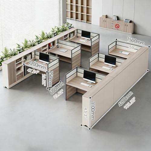 Modern Office Cubicle Workstation Desk with Tempered Glass Privacy Panels, USB Charging Hub & Cable Management,Multi-Person Modular Computer Desk for Commercial Office (D-Left, Six Person-T) - Image 2