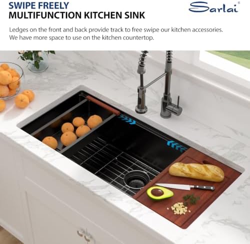 Sarlai 39 Matte Black Undermount Kitchen Sink Workstation Sinks 39x19 Inch - Image 6