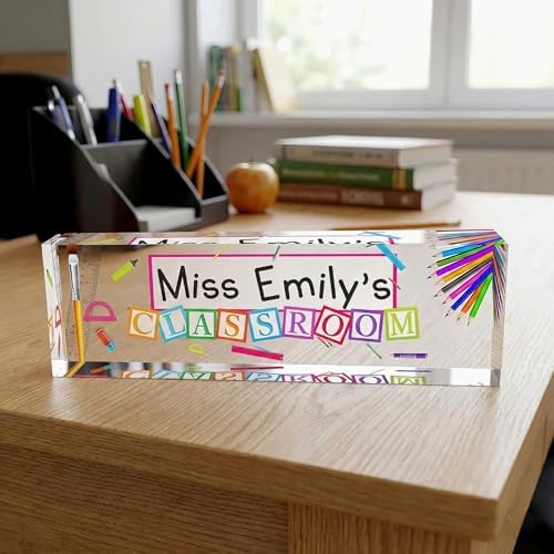 Artblox Acrylic Name Plate, 8'' x 2.5'', Personalized Teacher Desk Sign, Modern Signage - Image 2