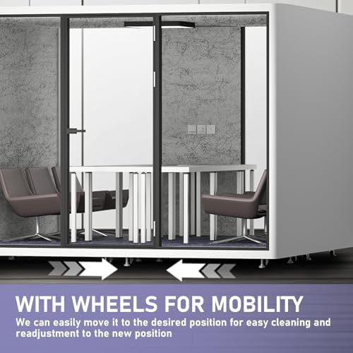 Office Pod Booth with Audio Privacy,Modern Sound Booth with White Modern Style,Sounproof Room with Light,Ventilation,Socket for Meeting Room,Band Practice,Home Gym(118.11IN) - Image 7