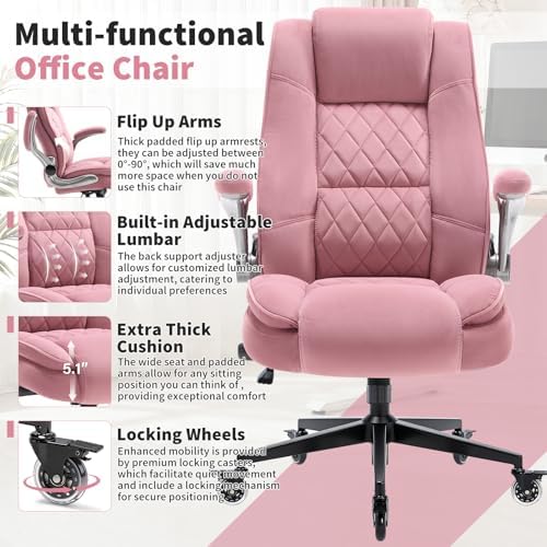 Fabric High Back Office Chair, Thick Padded Ergonomic Computer Desk Chair - Image 4