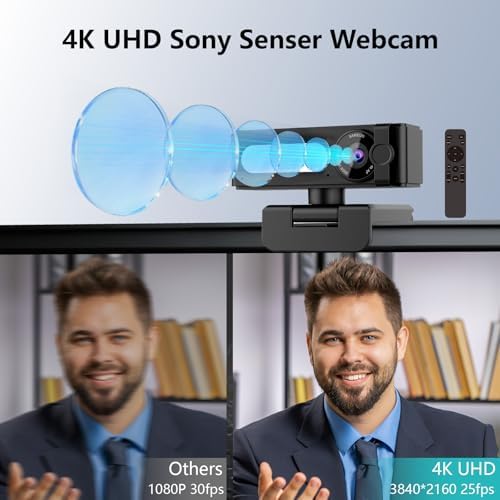4K Webcam with Dual AI Noise-Cancelling Mics Autofocus, Auto Light Correction,120° FOV,Privacy Cover,Plug and Play Computer Camera for Microsoft Teams/Zoom/Google Voice/Skype/Facetime/YouTube,Black - Image 2