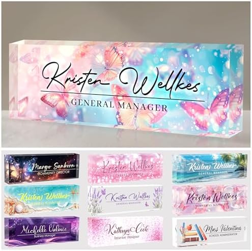 Acrylic Desk Name Plate Personalized, Office Desk Decor, Employee Appreciation Gifts, The Office Gifts for Boss, Manager, Teacher by AeekdookWoodenPuzzles