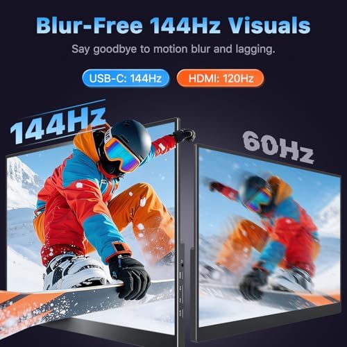 VisionOwl Portable Monitor 16 Inch 2.5K QHD 144Hz 16:10 Second Screen, USB-C HDMI HDR Travel Monitor for Laptop PC MacBook PS5 Xbox, VESA Mountable, with Speakers, Built-in Kickstand - Image 3