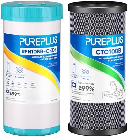 PUREPLUS 10"x4.5" Whole House Water Filter Kit, KDF & Carbon Block by PUREPLUS