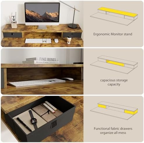 Agilestic 40 * 24 Inch Electric Standing Desk with Drawers, Rustic Brown - Image 5