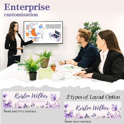 Custom Office Name Plate for Desk - Desk Name Plate Personalized Gifts for Coworkers, Boss, Employees, Teacher, Nurse - Office Desk Decor for Women Men - Employee Appreciation Gifts (Purple Garden) - Image 3