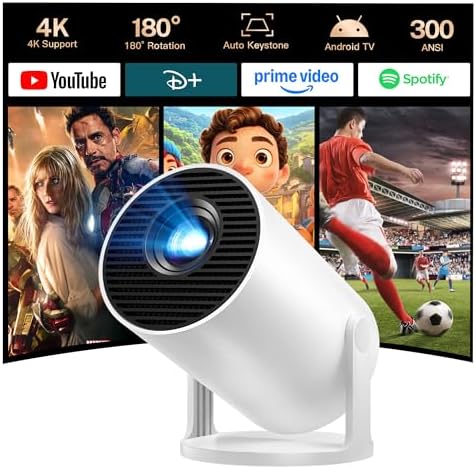 [4K Supported] Mini Projector with WiFi 6 and Bluetooth 5.4, Built in Apps by LYNCAST