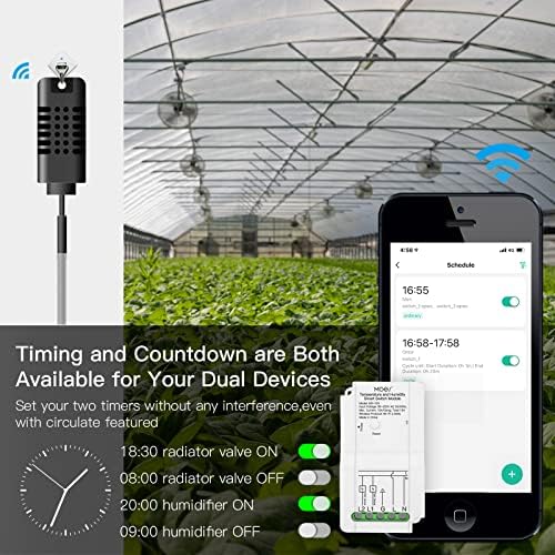 MOES WiFi Smart Temperature and Humidity Switch Module Sensor, Dual Relay Output Controller, Smart Life Tuya App Wireless Remote Control, Programmable Thermostats Kit Works with Alexa Google Assistant - Image 5