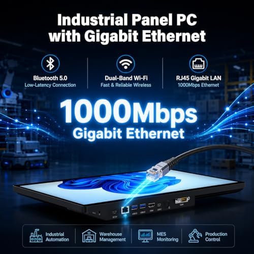 15.6" All in One Industrial Desktop Computer, Fanless N5095 Win 11 Pro Touchscreen Panel PC 8GB RAM, 128GB ROM Tablet PC Panel with Swivel Mount, FHD Display IPS 1920 * 1080 - Image 6