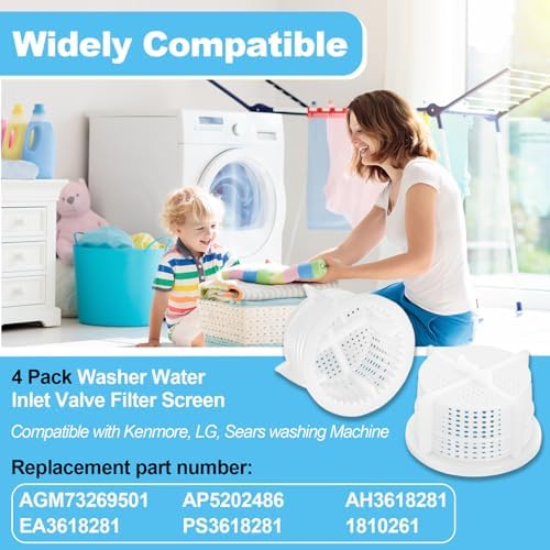 Upgraded AGM73269501 Washer Water Inlet Valve Filter Screen for LG Ken-more Washers, Replaces for AP5202486, 1810261, AH3618281, EA3618281 & PS3618281 Pack of 4 - Image 3
