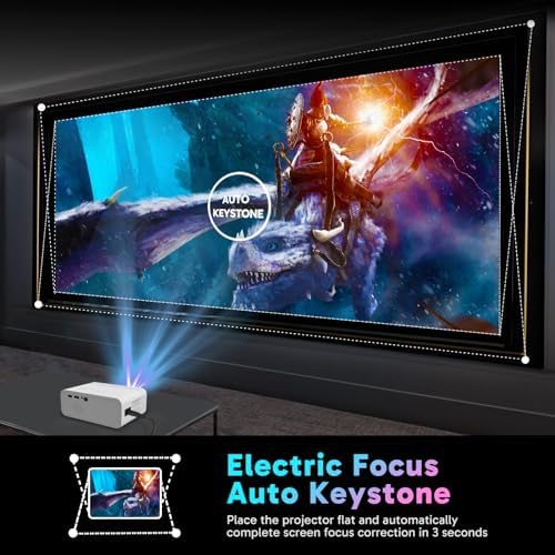 Electric Focus Mini Projector with 5G WiFi and Bluetooth, Support FHD 1080P Smart Video Projector, 12000L Portable Movie Projector with Auto Keystone Compatible with iOS/Android/TV Stick/HDMI/PS5 - Image 4