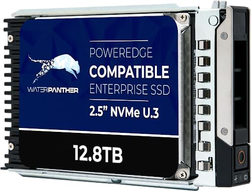 Water Panther 12.8TB 3D TLC PCIe 5.0 x4 NVMe U.3 2.5" SSD for Dell PowerEdge Servers | Mixed-Use | Enterprise Solid State Drive in 16G Tray Compatible with 1VGG0 R440 R750 by WaterPanther