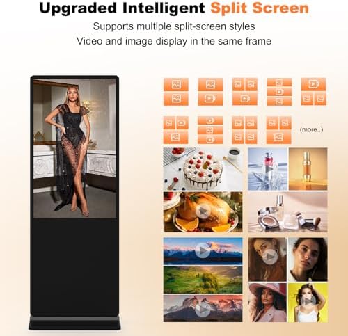 49 inch Indoor Digital Signage LCD Screen IPS Floor Standing Digital Kiosks Interactive Displays with WiFi HDMI/USB Input Auto AD Player,Android OS Black - Image 5