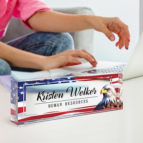Name Plate for Desk, Desk Name Plate Personalized, Office Decor for Women Men, Acrylic Desktop Accessories, Office Appreciation Gifts for Boss Social Workers Teacher Employee Nurse (Flag B) - Image 6