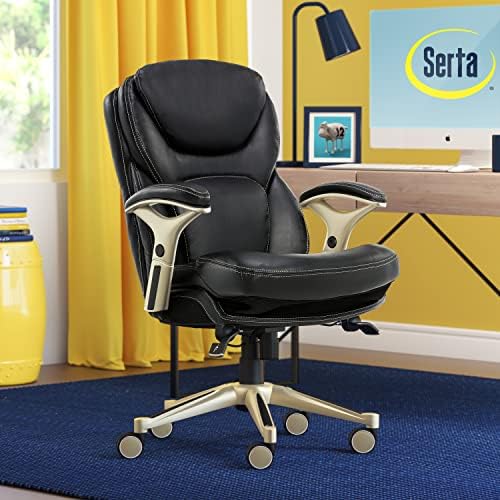 Serta Ergonomic Home Office Chair Pivot Lumbar Support, Leather Desk Chair - Image 2