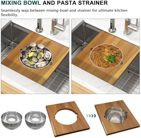 30 Inch Undermount Kitchen Sink 30x19 Workstation All-In One 16 Gauge 304 Stainless Steel Single Bowl Handmade Under Counter Sinks Basin with Accessories #TLU-0039 - Image 7