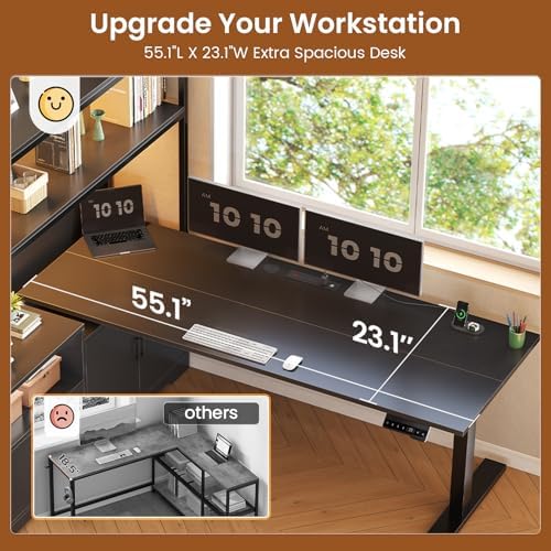 SEDETA 57" L Shaped Standing Desk, Sit Stand Office Desk with Storage Hutch - Image 6