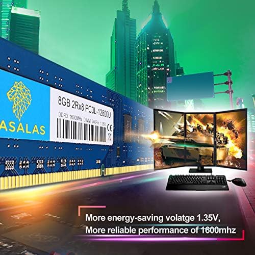 Rasalas 16GB Kit (2x8GB) DDR3L-1600 MHz PC3L-12800 UDIMM 2Rx8 1.35V 1.5V CL11 240PIN Dual Rank DIMM Non-ECC Unbuffered Intel AMD Desktop Memory Computer RAM Upgrade Modules - Image 2