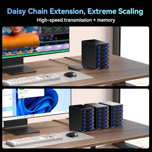 CENMATE Aluminum 6 Bay Hard Drive Enclosure with Cooling Fan for 2.5“/3.5" SATA HDD/SSD with USB A/C 3.0, Support Hot Swappable, Tool-Free HDD Enclosure, DAS(NO RAID/NAS) - Image 5