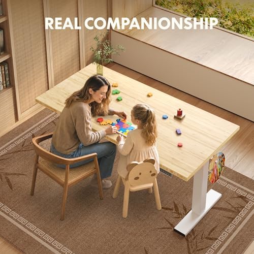 FLEXISPOT 60" x 30" Solid Bamboo Standing Desk, White Frame - Image 6