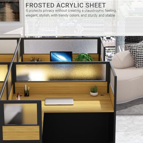 Nykto Office CubicleDesk with Mute Privacy Panels (B2 Person-F, Walnut) - Image 4