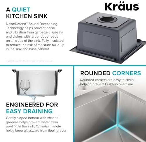 KRAUS Fairlane 15-inch Drop In/Top Mount Single Bowl 18-Gauge Stainless Steel Kitchen Bar Sink, KHT631-15 - Image 6