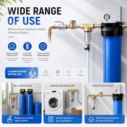 40 Micron Spin Down Sediment Filter,Reusable Sediment Water Filter,Washing Machine Water Filter,Whole House Pre-Filtration System for City Water & Well Water,25GPM,1" MNPT+3/4" FNPT+3/4" MNPT - Image 4