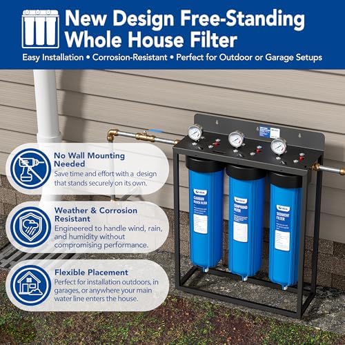 WF3-02 3-Stage Free-Standing Whole House Water Filtration System, Reduces Heavy Metals (Lead, Mercury, Arsenic, Cadmium, Chromium), Chlorine, Sediment, Odor, and VOC’s - Image 2