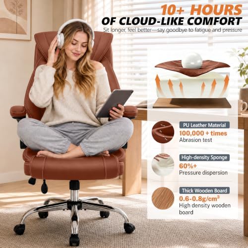 Office Chair, Executive Leather Desk Chair with Lumbar Support - Image 6