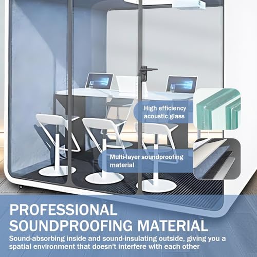 Office Pod Booth with Audio Privacy - Large Sound Booth with White Modern Design,Soundproof Room with Light,Ventilation,Socket for Meeting Room,Band Practice,Home Gym(121.57") - Image 4