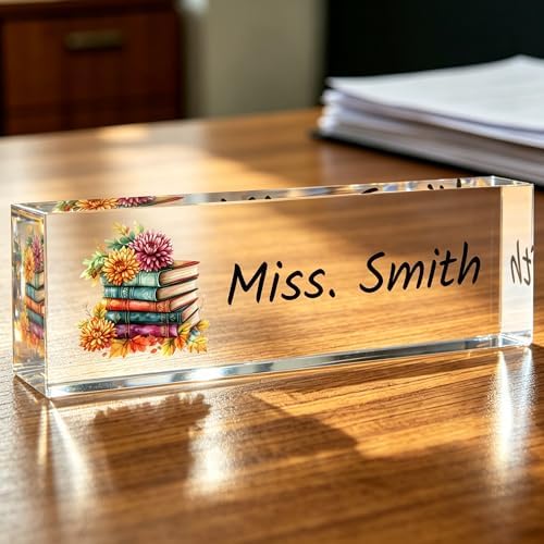 Custom Name Plate for Desk, Desk Name Plate Personalized, Acrylic Desktop Ornament, Stylish Office Decor, Appreciation Present for Boss, Social Worker, Teacher, Nurse, Employee by Unknown