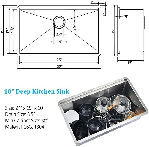 27 Inch Undermount Kitchen Sink Workstation - Image 7