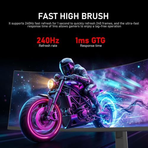 Gawfolk 49 inch Ultra-Wide Curved Gaming 240Hz Monitor, DQHD PC Screen - Image 3