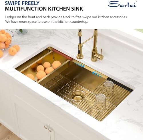 Sarlai 36 Gold Undermount Kitchen Sink Workstation 36x19 Inch Large Sinks - Image 4