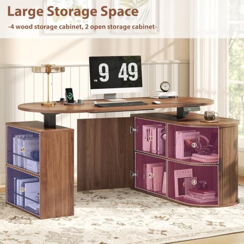 HSH Electric Standing Desk with Storage Cabinet Walnut 60" Home Office Desk - Image 4