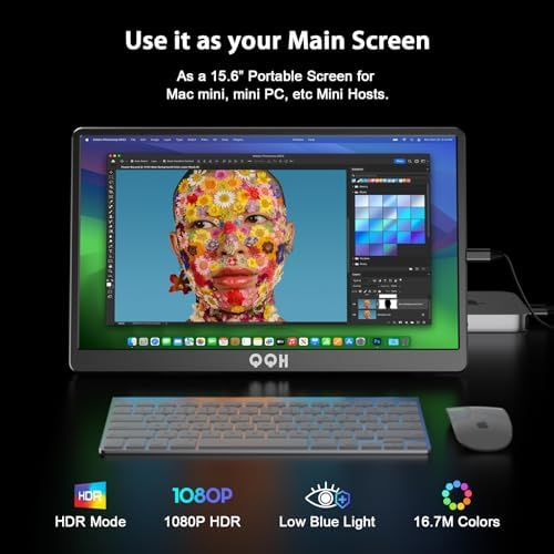 QQH Portable Monitor, 15.6" Portable Travel Monitor for Laptop 1080P FHD IPS Second Screen, Gaming Monitor, USB C HDMI External Monitor Display for Computer Phone PC PS4 PS5 Xbox Switch (Z1-9-G) - Image 2